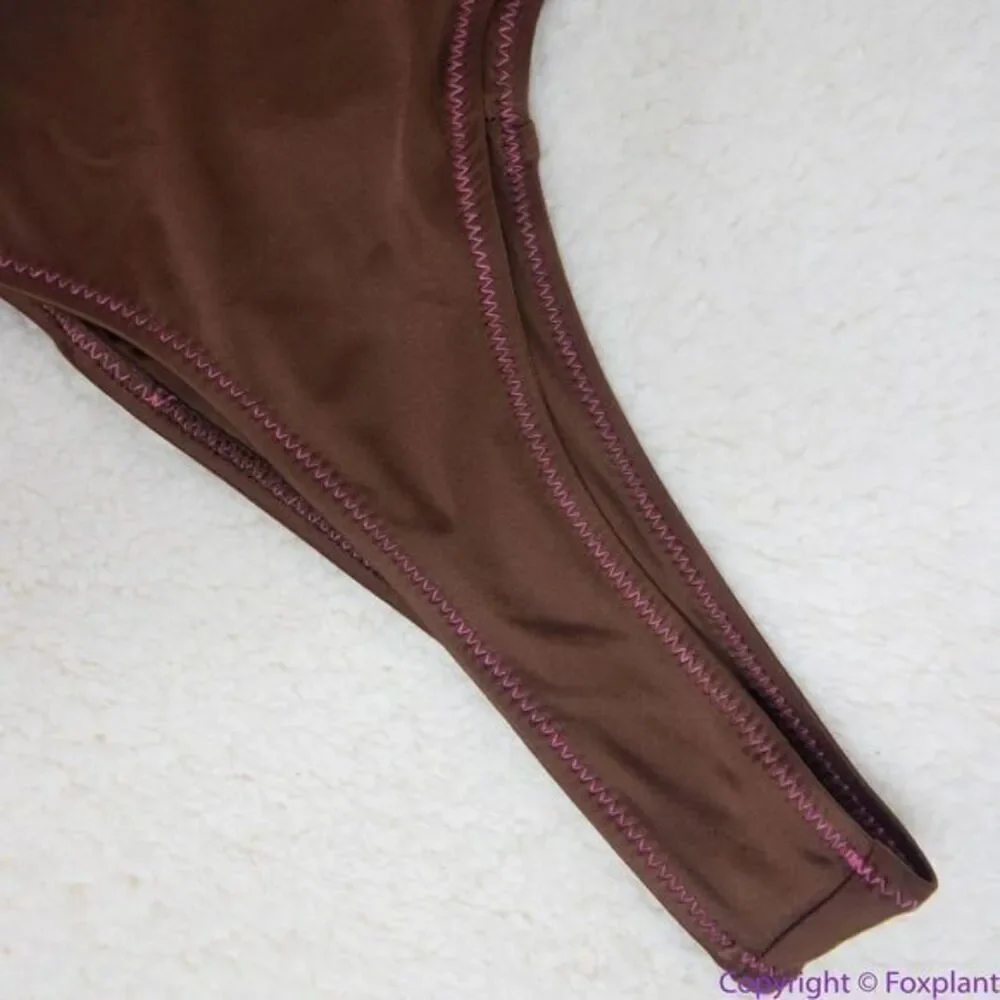 NEW Frankie's‎ Bikinis Katarina Satin Cheeky Bikini Bottom, L